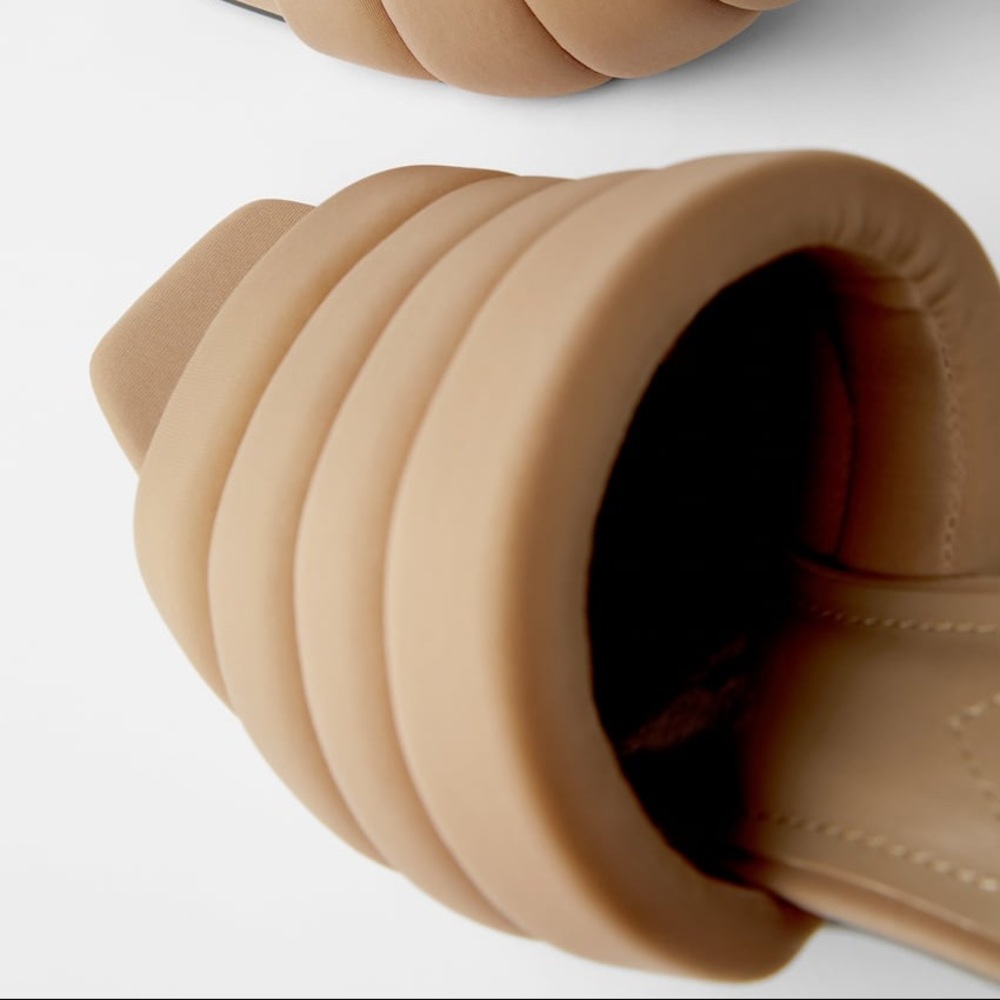 ZARA BEIGE QUILTED SANDALS - Picture 5 of 5